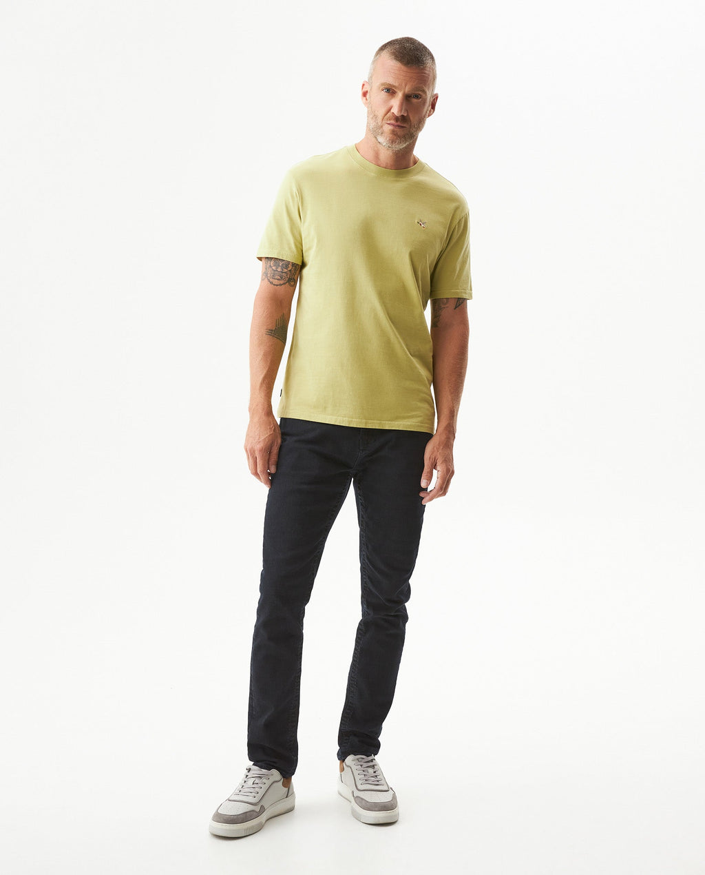 Men's Slim Fit Crew Neck T-shirt in Cotton Stretch Blend, Navigate - 3