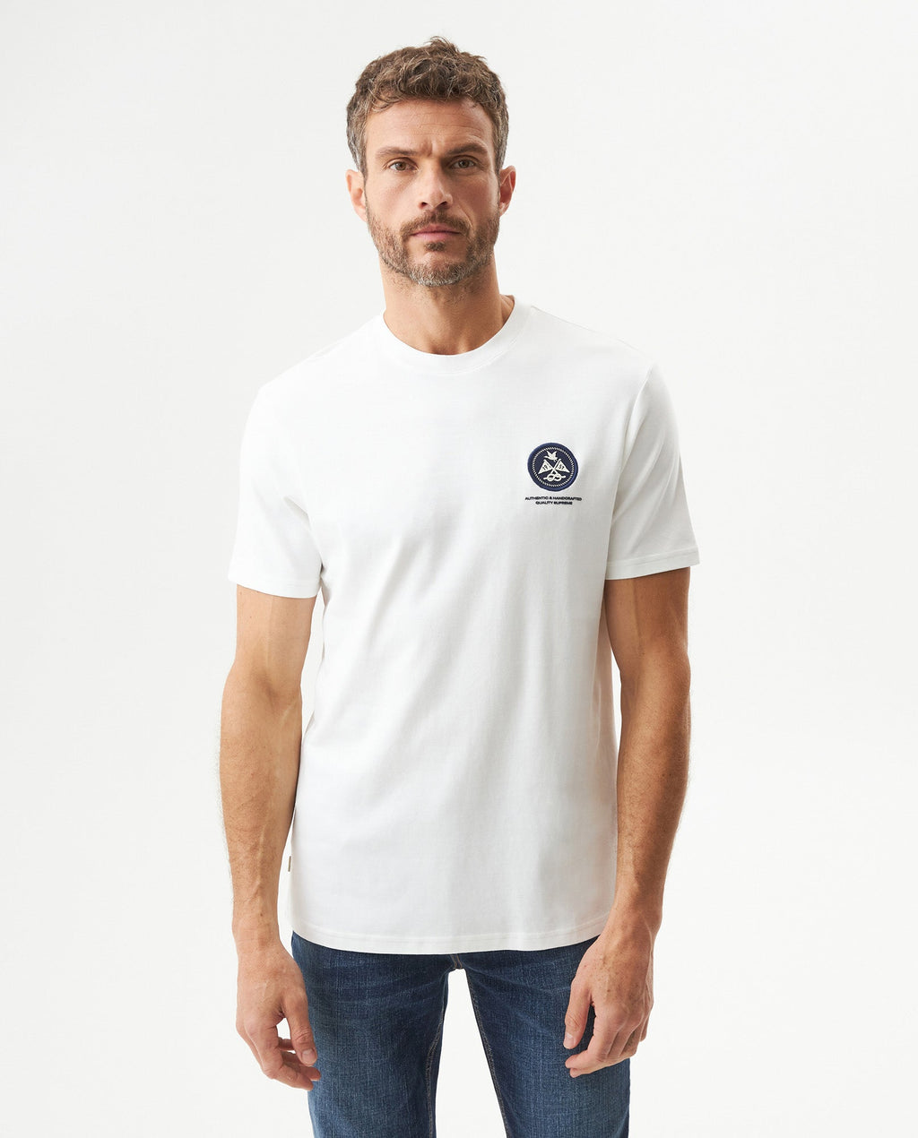 Men's Slim Fit Short Sleeve T-shirt in Cotton, Sailor - 2