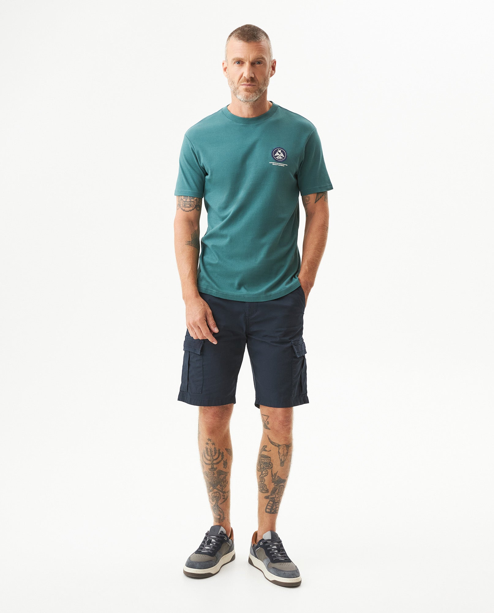 Men's Slim Fit Short Sleeve T-shirt in Cotton, Sailor - 3