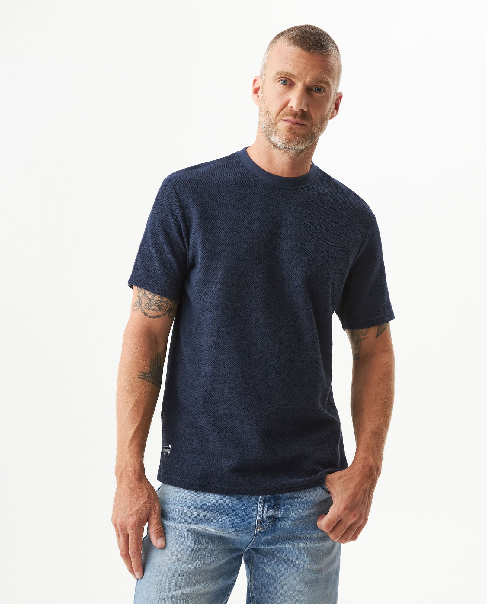 Men's Classic Fit T-shirt in Cotton Stretch Blend, Seaport 649G014 - 1