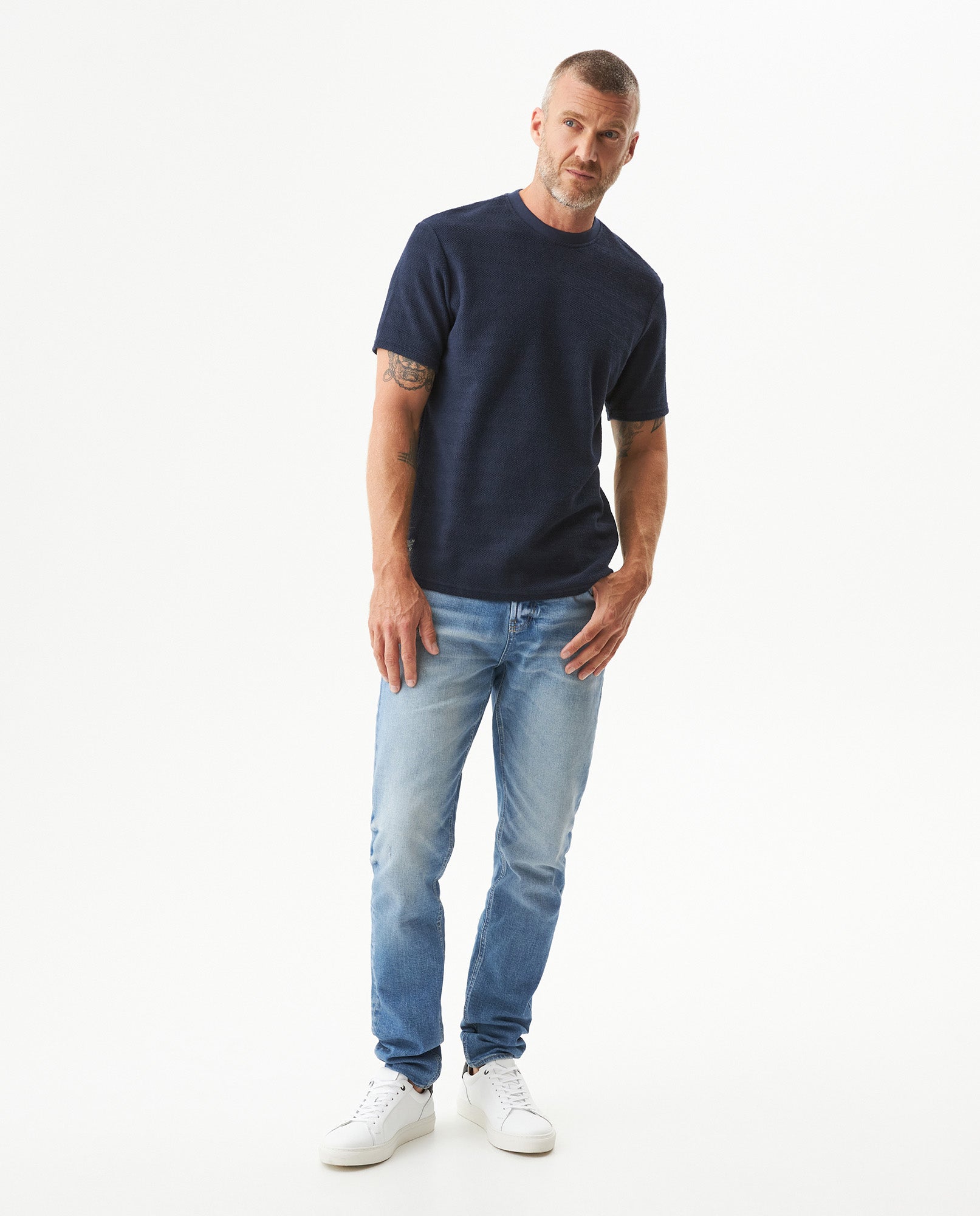 Men's Classic Fit T-shirt in Cotton Stretch Blend, Seaport 649G014 - 3