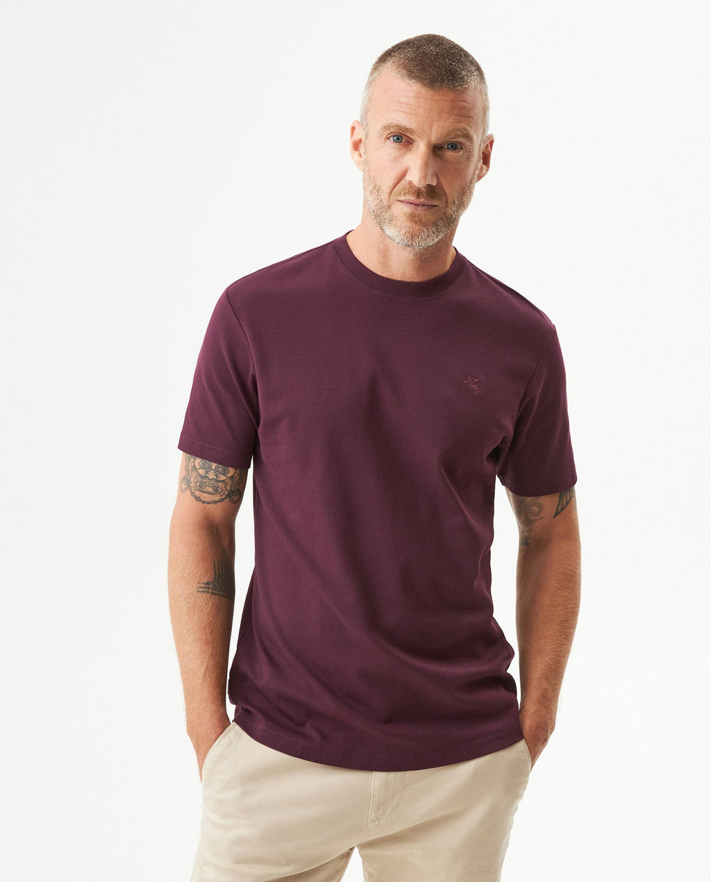 Men's Embroidered Slim Fit T-shirt in Cotton, Twilight  - 2