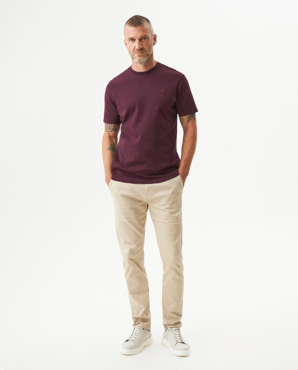 Men's Embroidered Slim Fit T-shirt in Cotton, Twilight  - 3