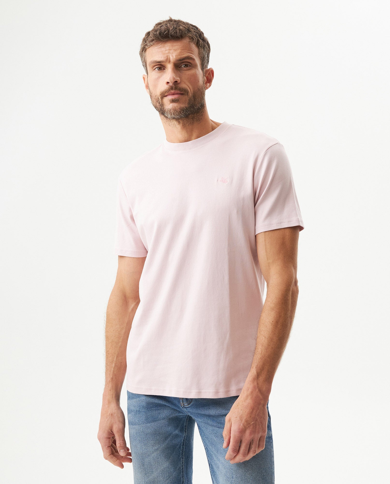 Men's Embroidered Slim Fit T-shirt in Cotton, Twilight  - 2