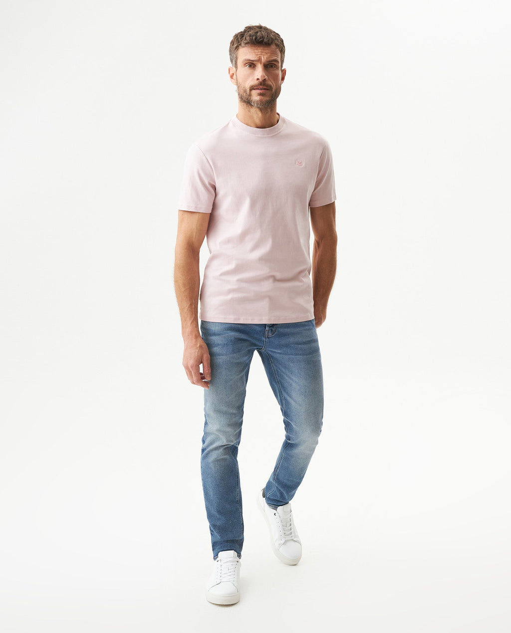 Men's Embroidered Slim Fit T-shirt in Cotton, Twilight  - 3