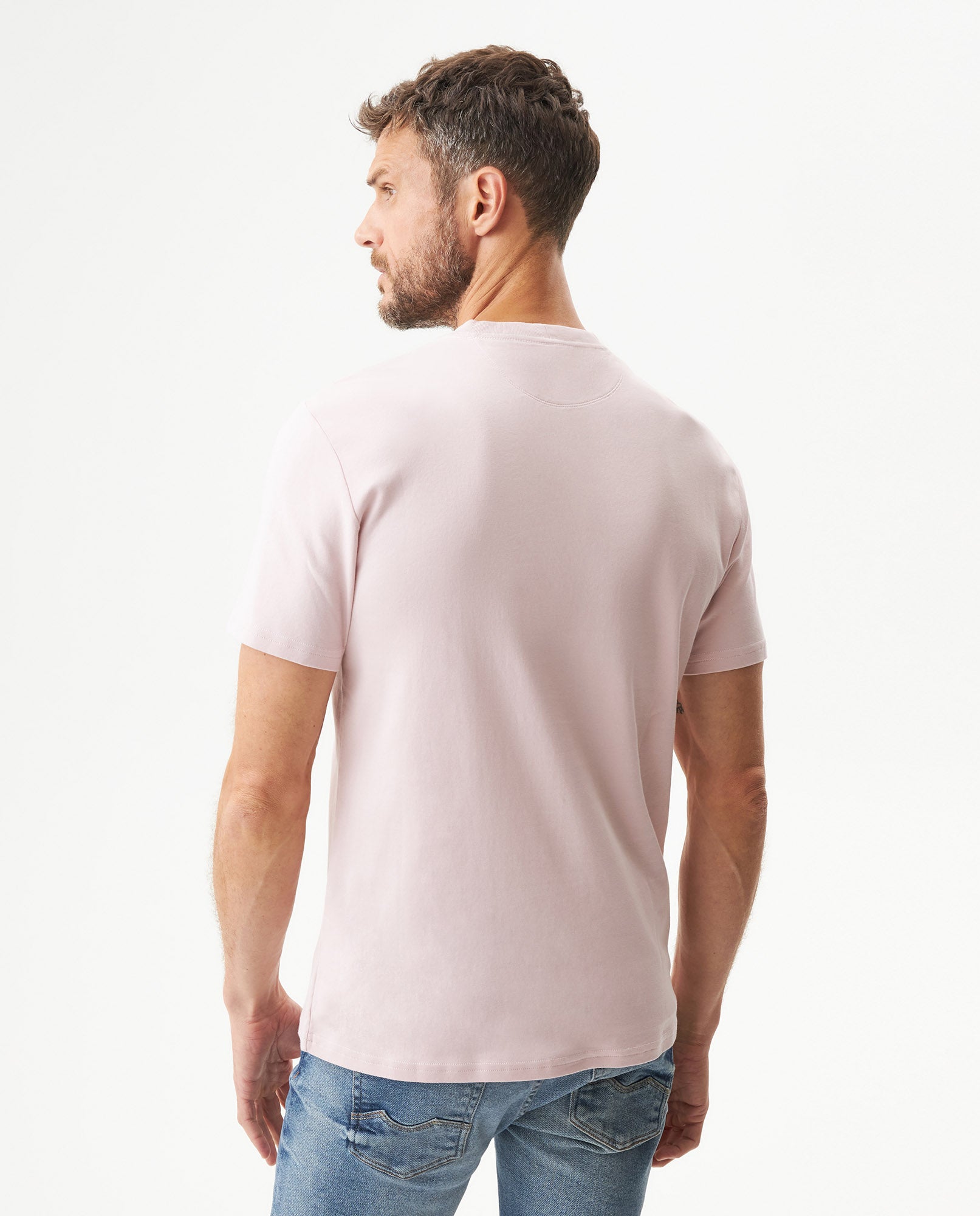 Men's Embroidered Slim Fit T-shirt in Cotton, Twilight  - 5