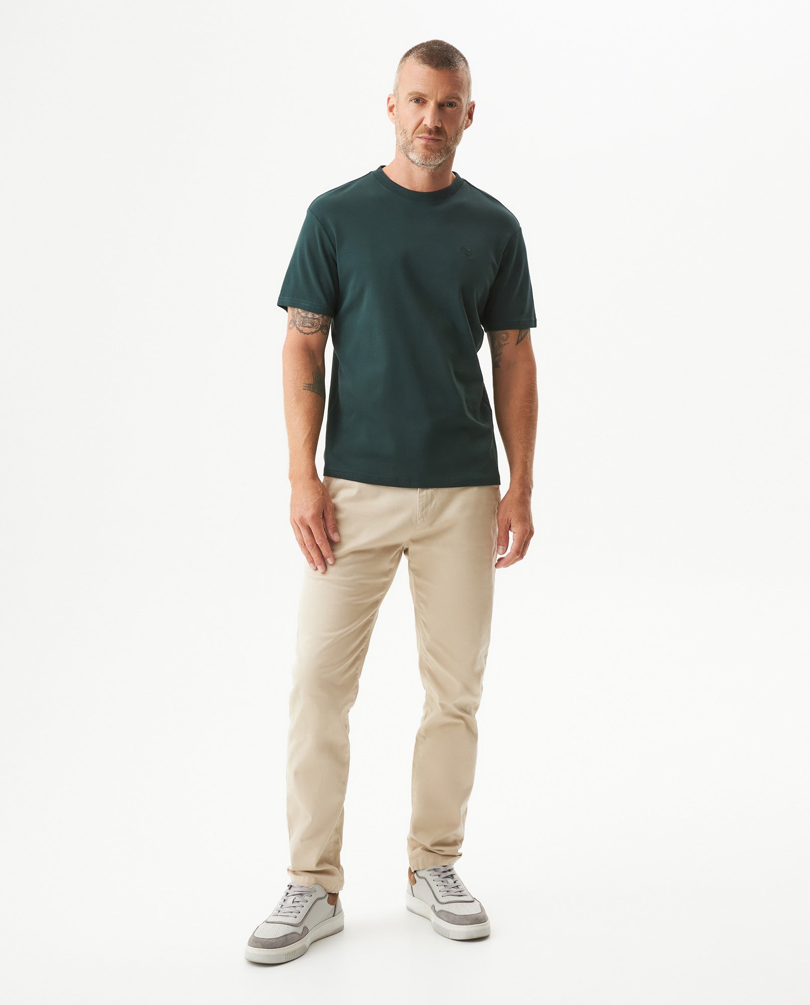 Men's Embroidered Slim Fit T-shirt in Cotton, Twilight  - 3