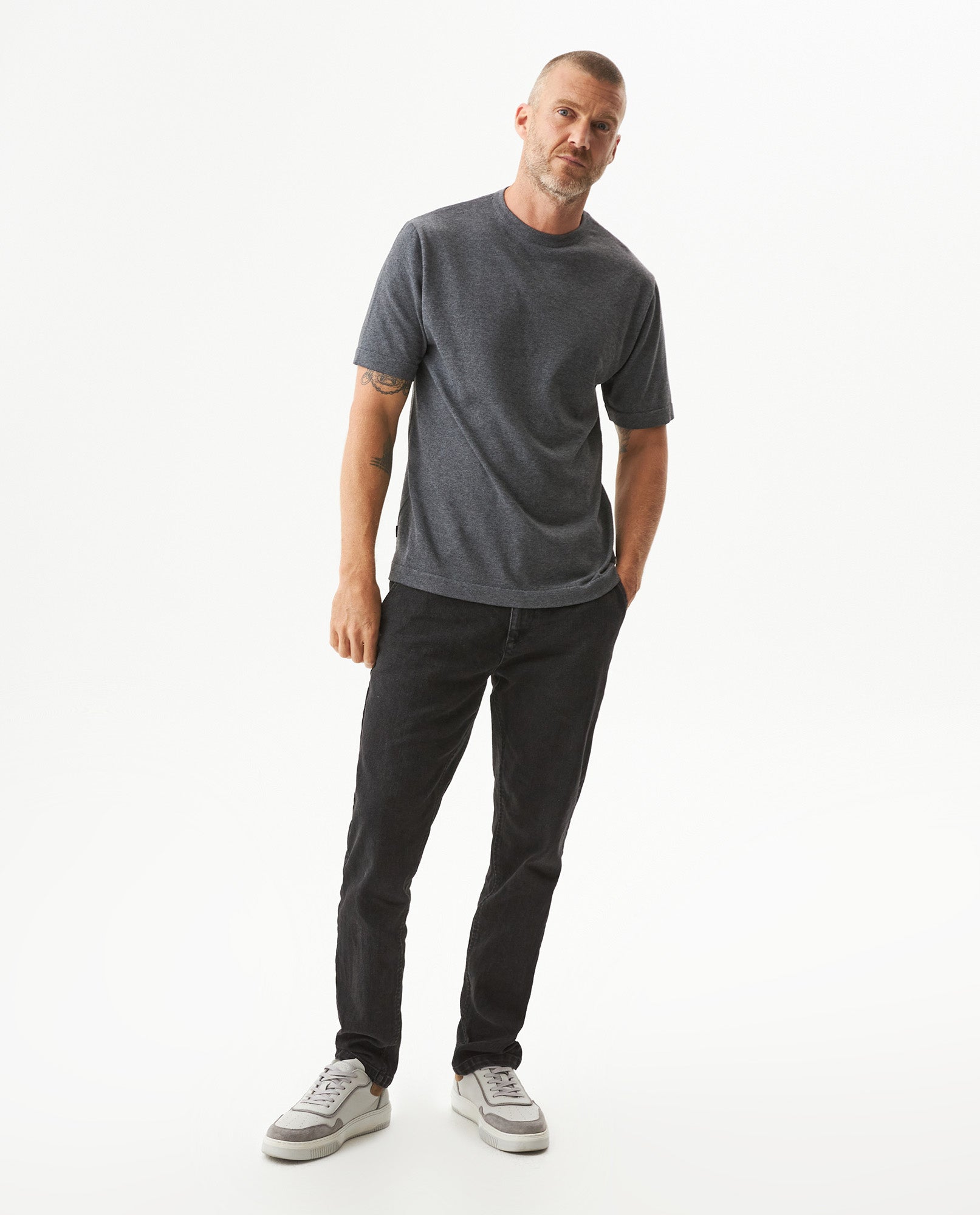 Men's Heathered Cotton Knit T-shirt, Sparkle - 3